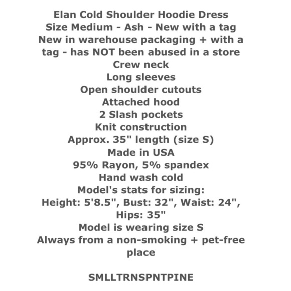 Elan Cold Shoulder Hoodie Dress Medium 6 8 Grey 2 Pockets Long Sleeve Shift NWT - Picture 2 of 10